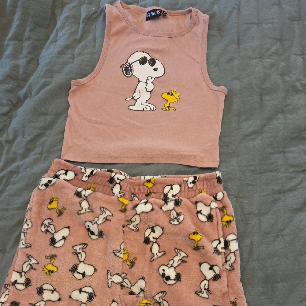 Peanuts Pink Snoopy & Woodstock Kids Pajama Set